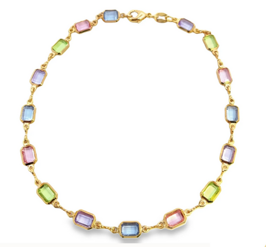 Colored Jeweled Necklace or Anklet