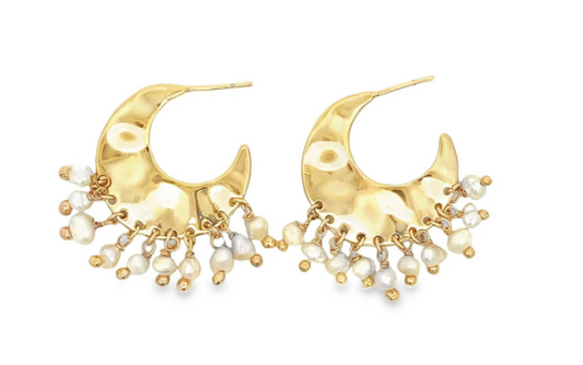 Fresh Water Pearl Crescent Hoops