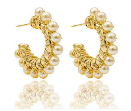 Wrapped Pearl Hoops