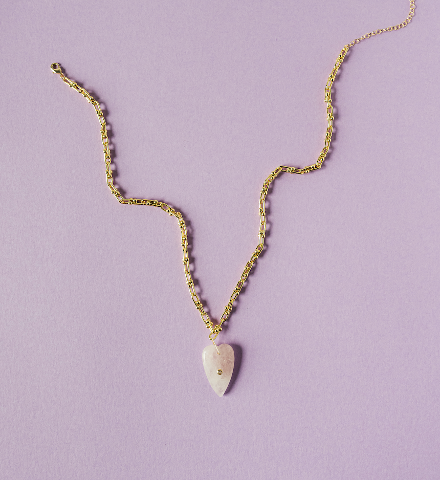 Heart of Stone Necklace in Coral