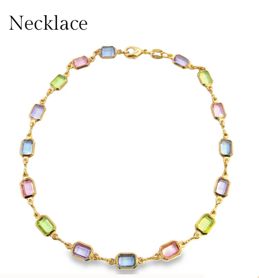 Colored Jeweled Necklace or Anklet