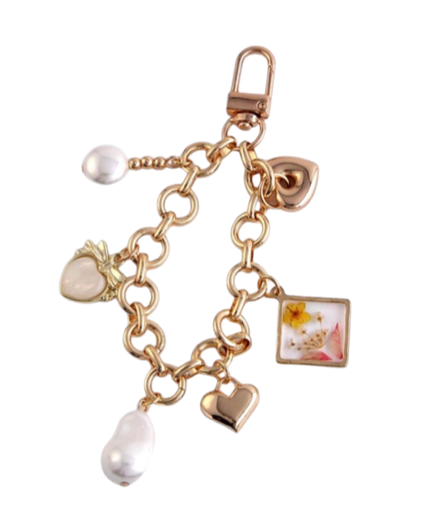 Golden Flower Bag Charm