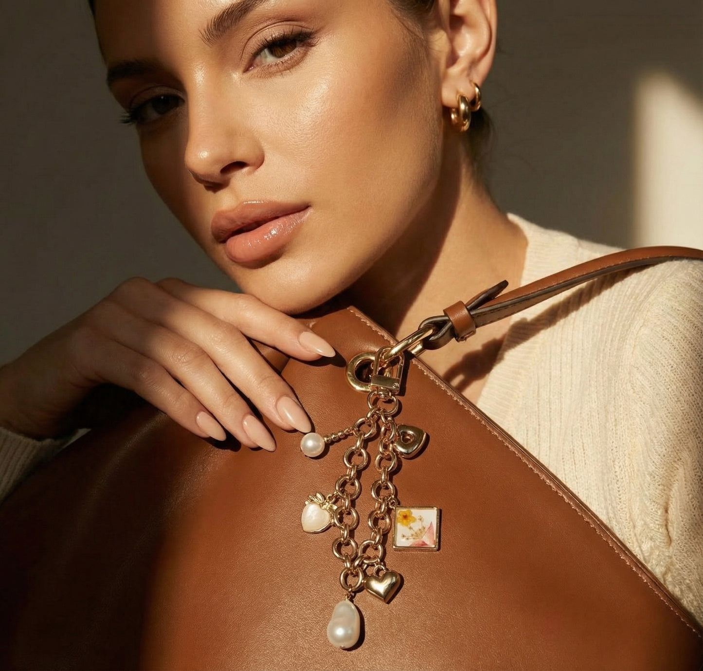 Golden Flower Bag Charm